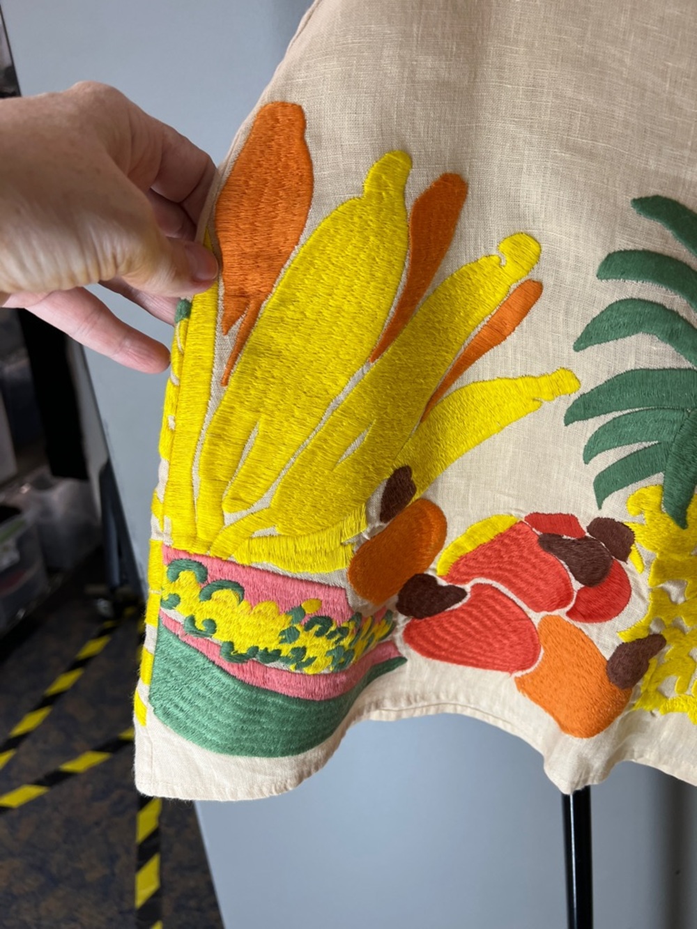 FARM Rio Cream Mini Skirt with Yellow, Green and Orange Fruit Embroidery - Picture 2 of 8